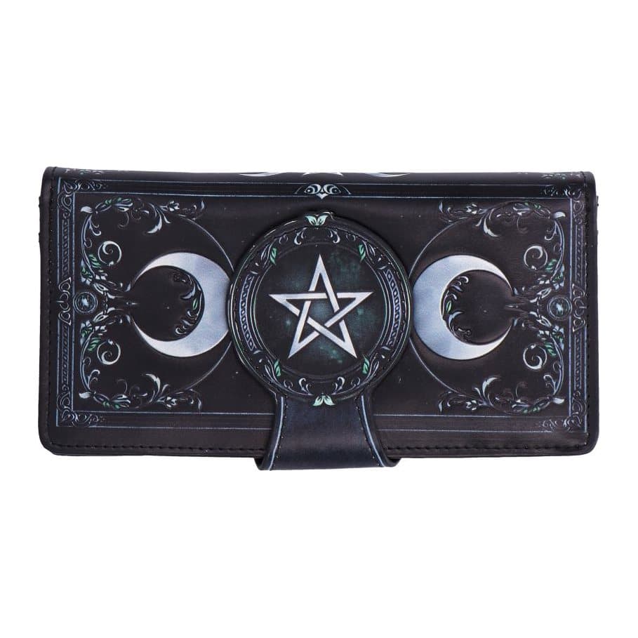 Triple moon embossed leather purse
