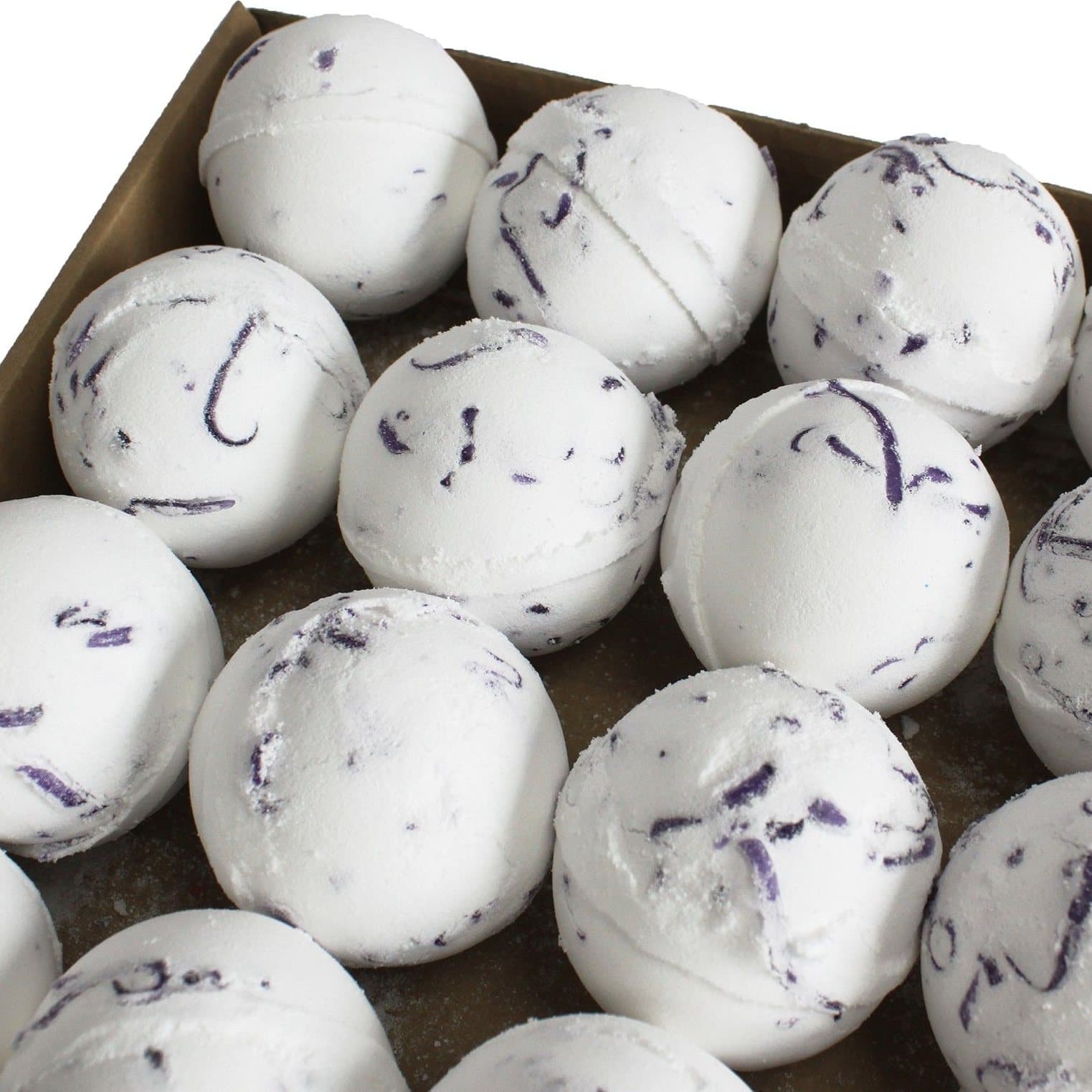 Pack of 2 mangosteen coco bath bombs with colourful soap peelings