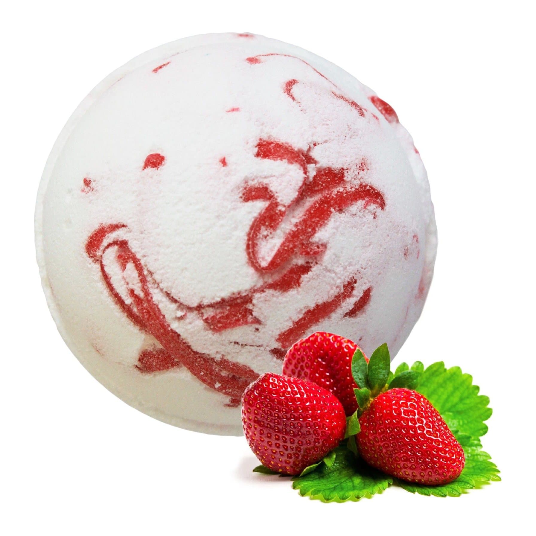 Two strawberry tropical coco bath bombs in a pack of 2