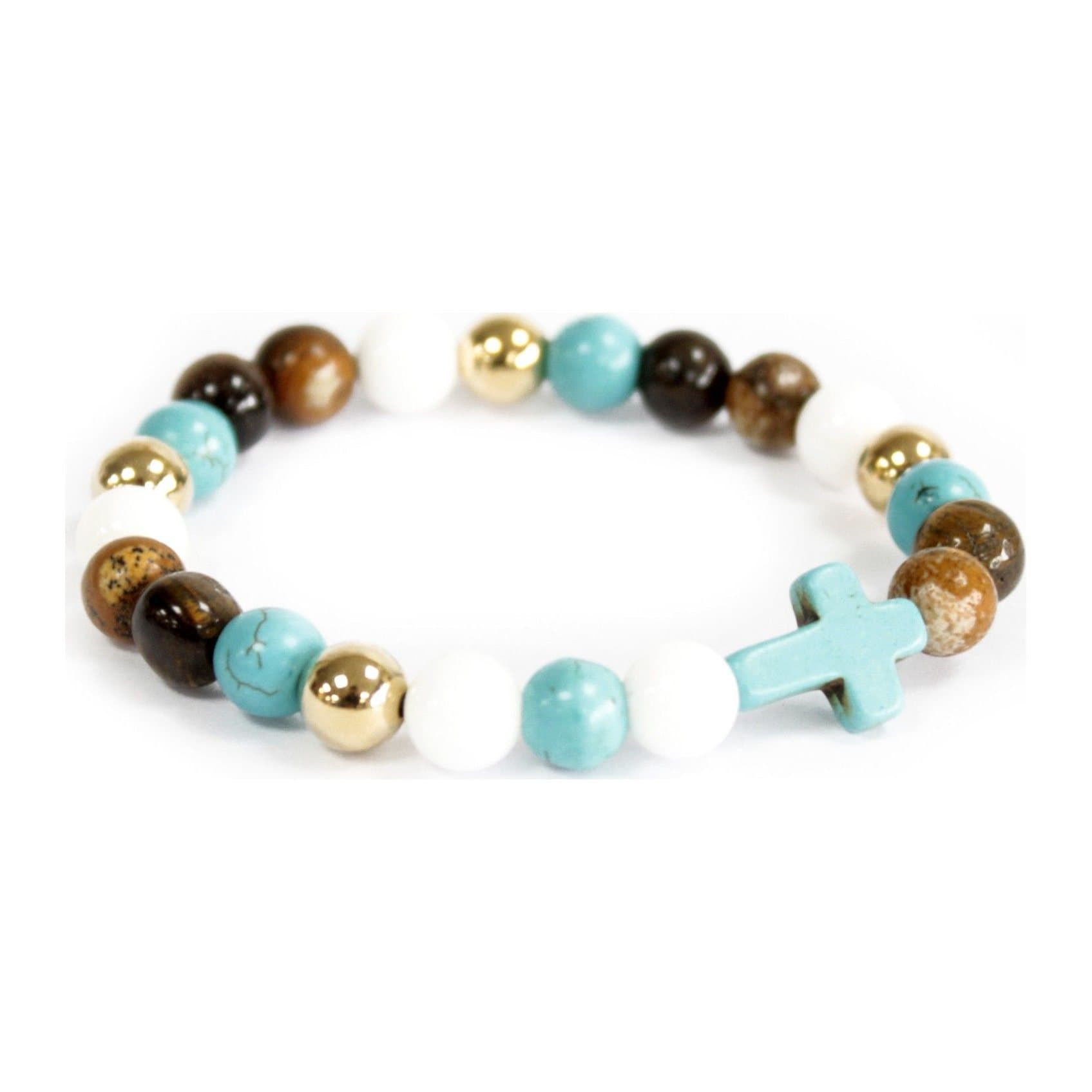 Turquoise Cross gemstone bead bracelet