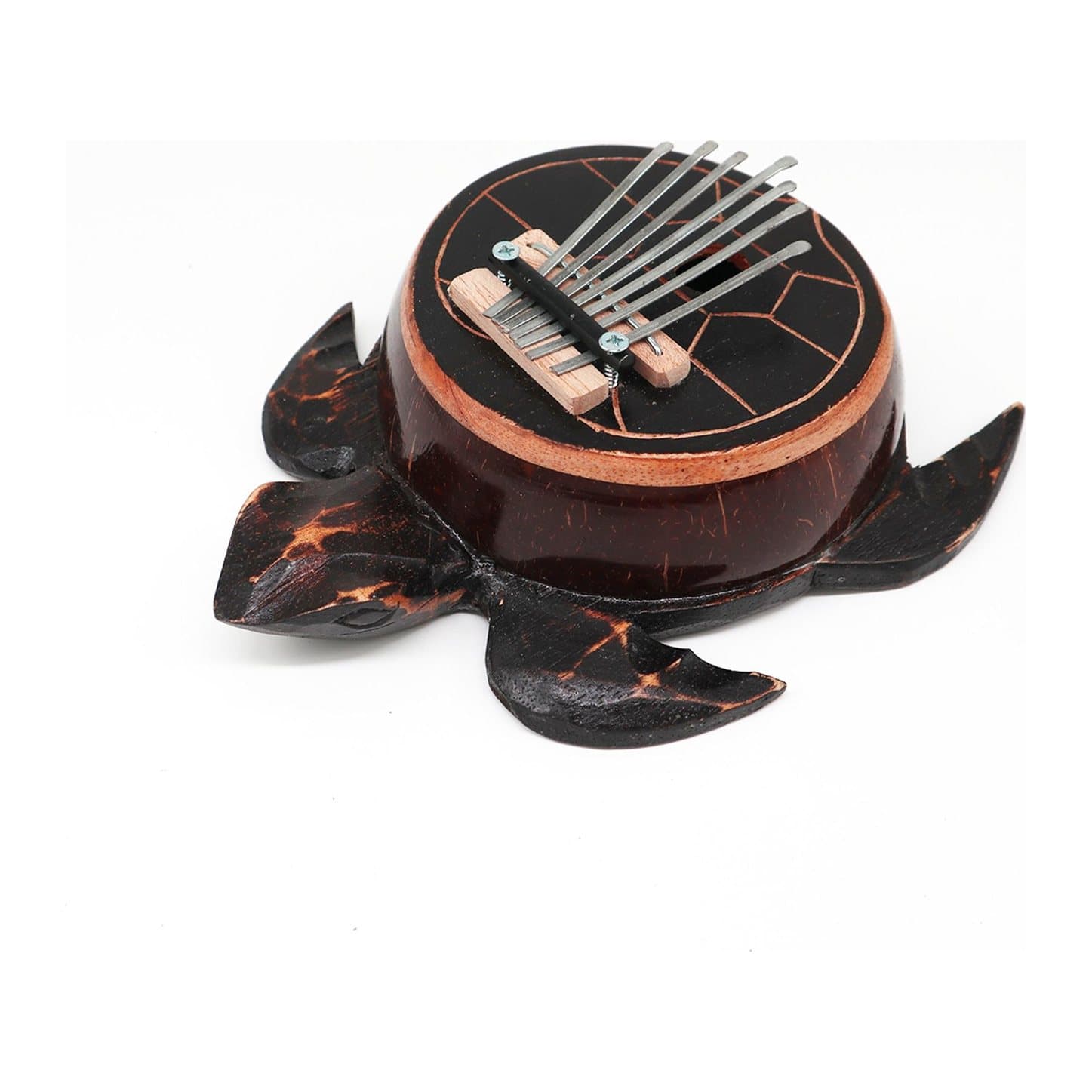Coconut kalimba with a turtle design