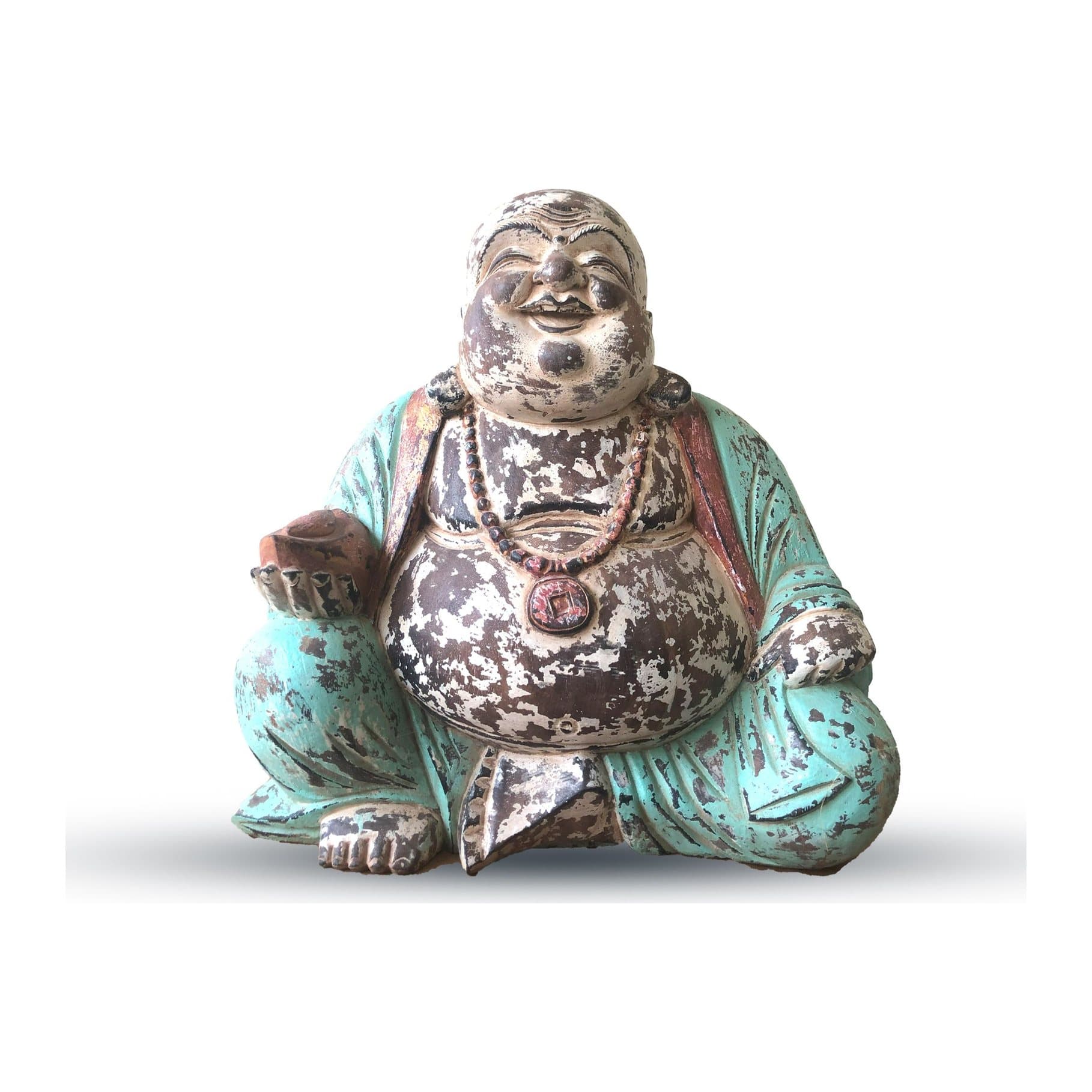 Vintage hand carved Happy Buddha statue