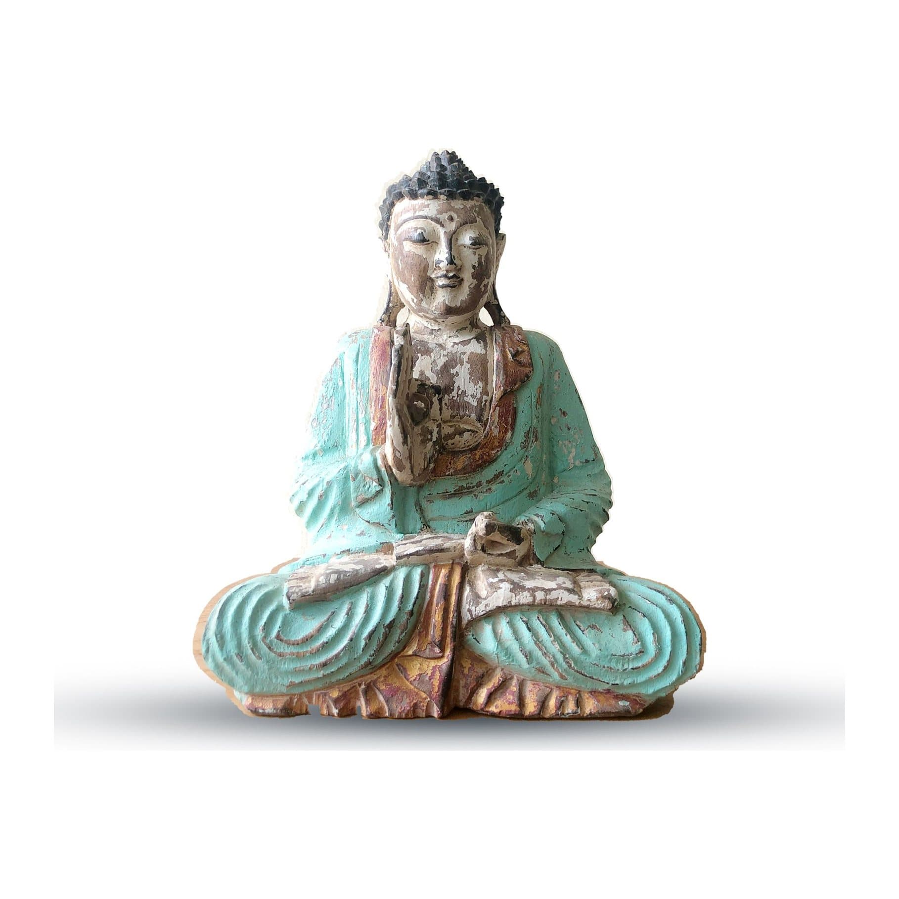 Vintage mint hand carved Buddha statue in the Teaching Transmission design