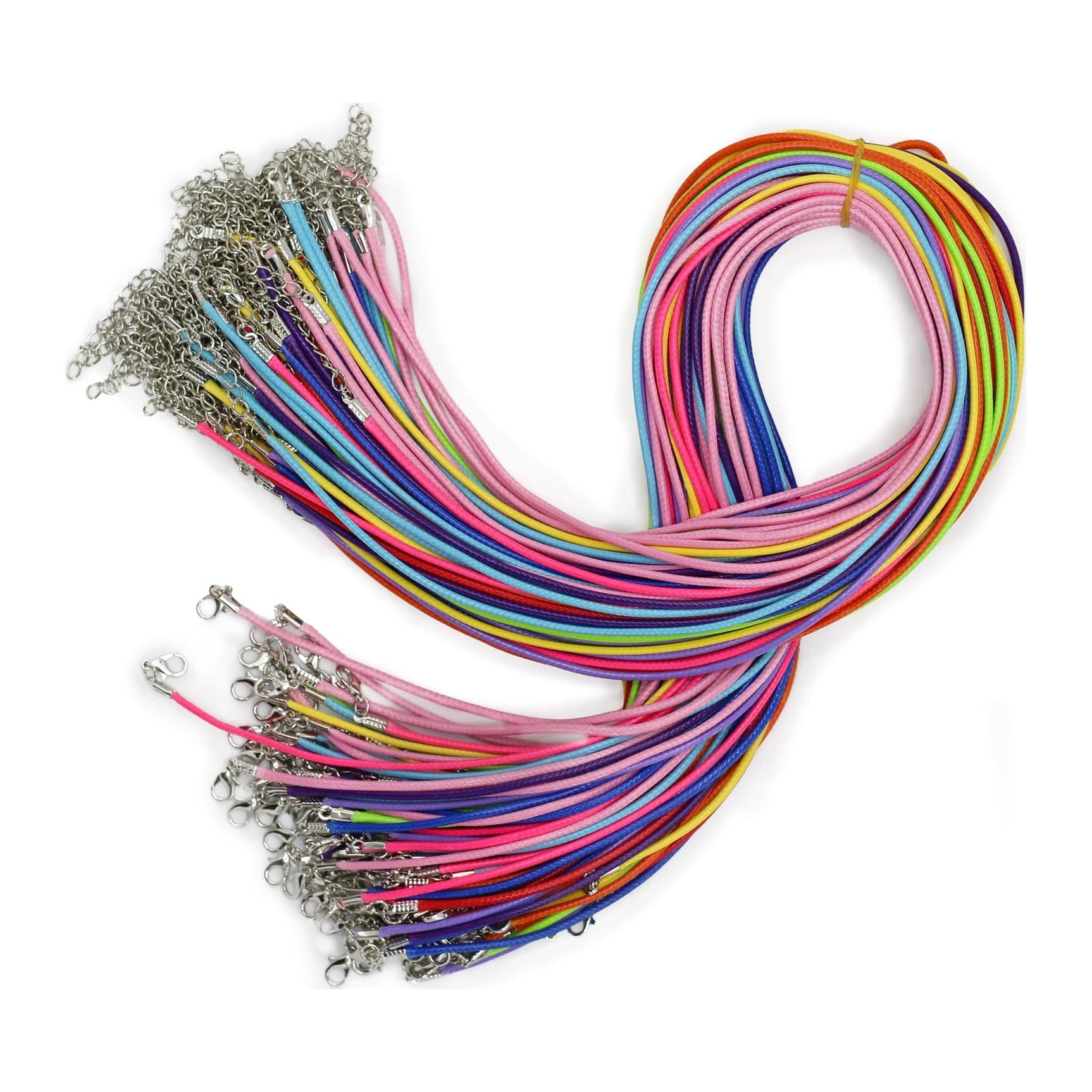 Pack of 10 waxed cotton pendant cords in assorted colours
