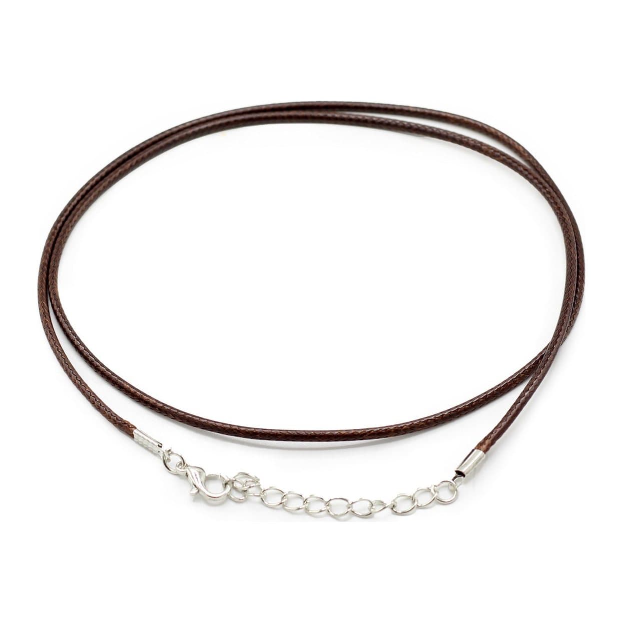 Pack of 10 dark brown waxed cotton pendant cords with metal clasps