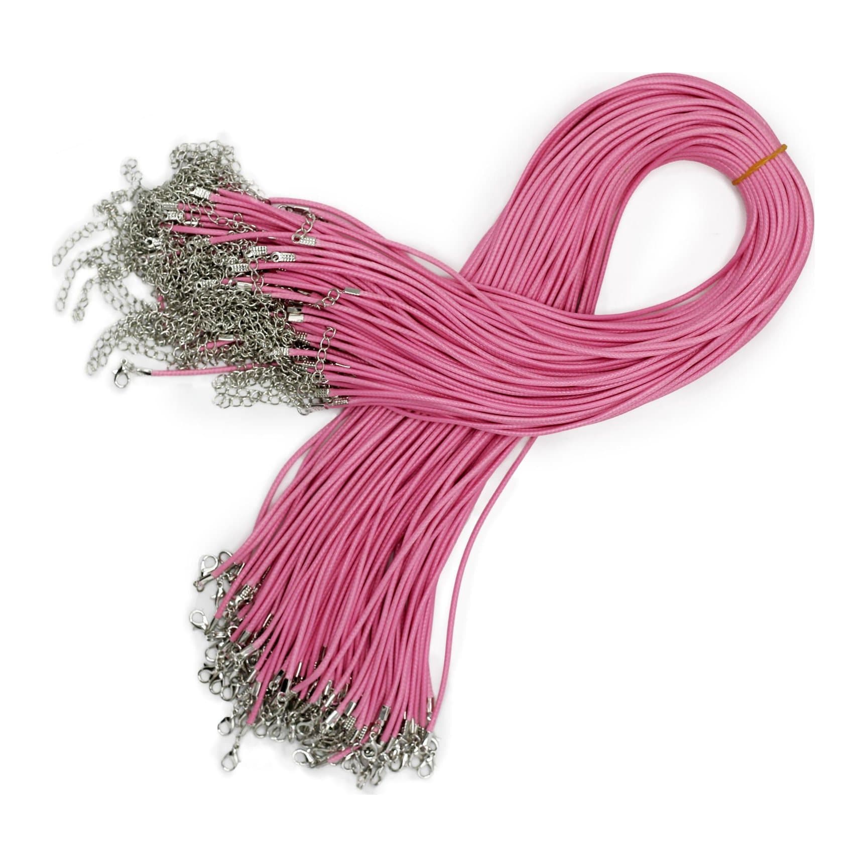 Pink waxed pendant cord for jewellery making, pack of 10