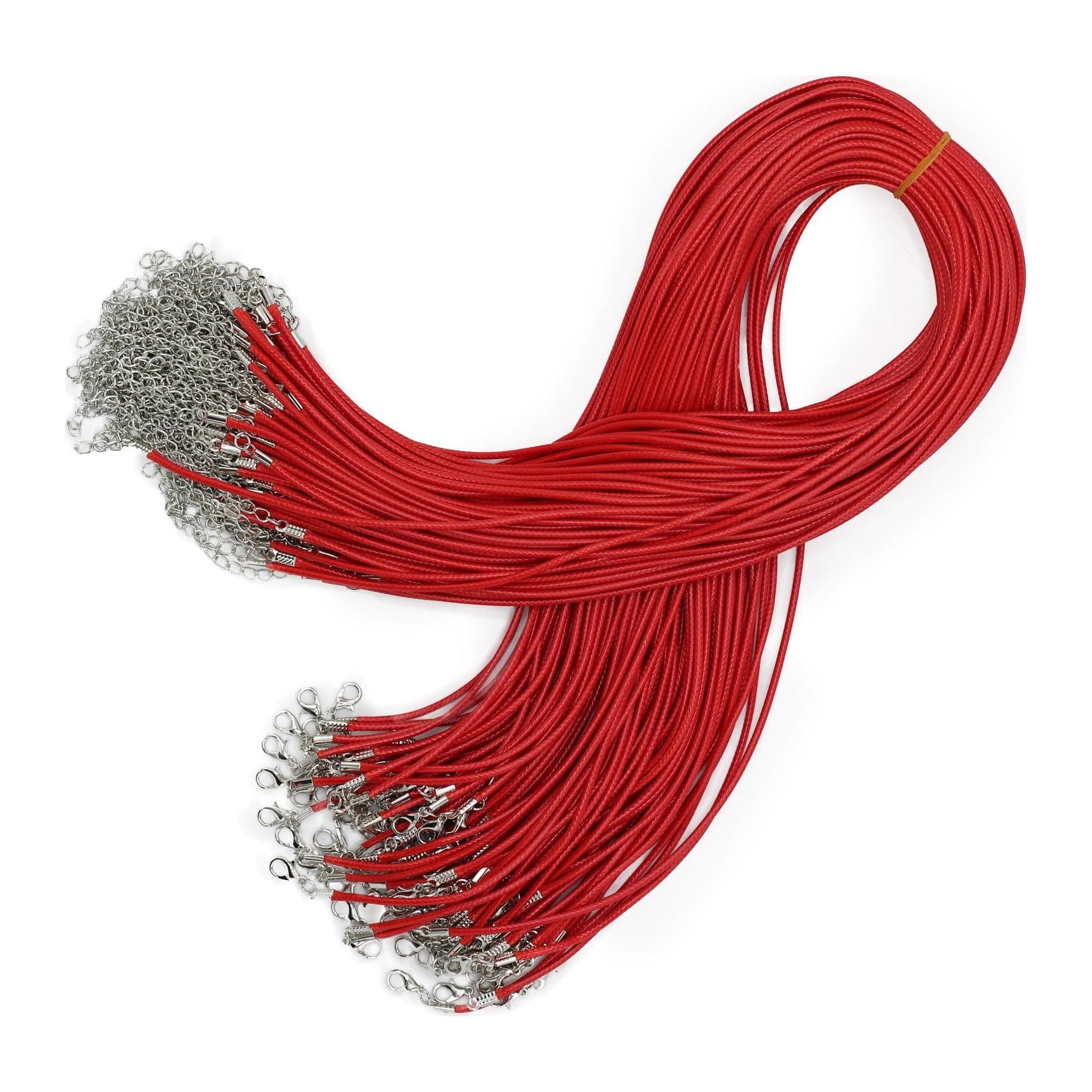 Red waxed pendant cords for jewellery making, pack of 10