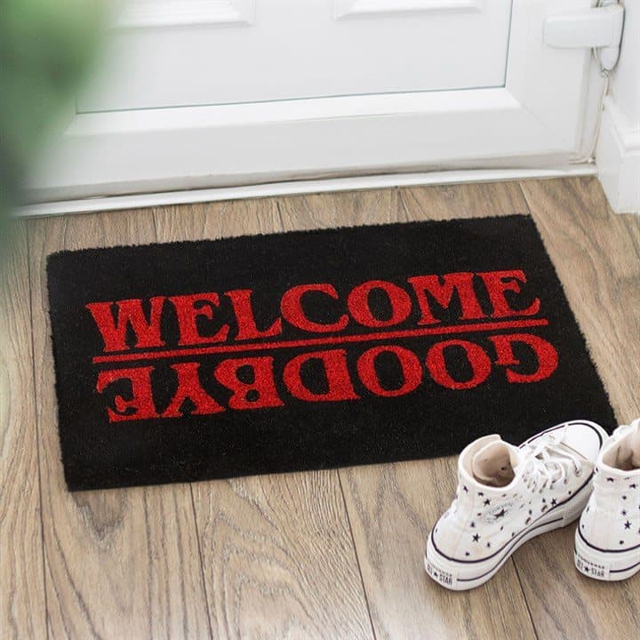 Welcome Goodbye upside-down doormat