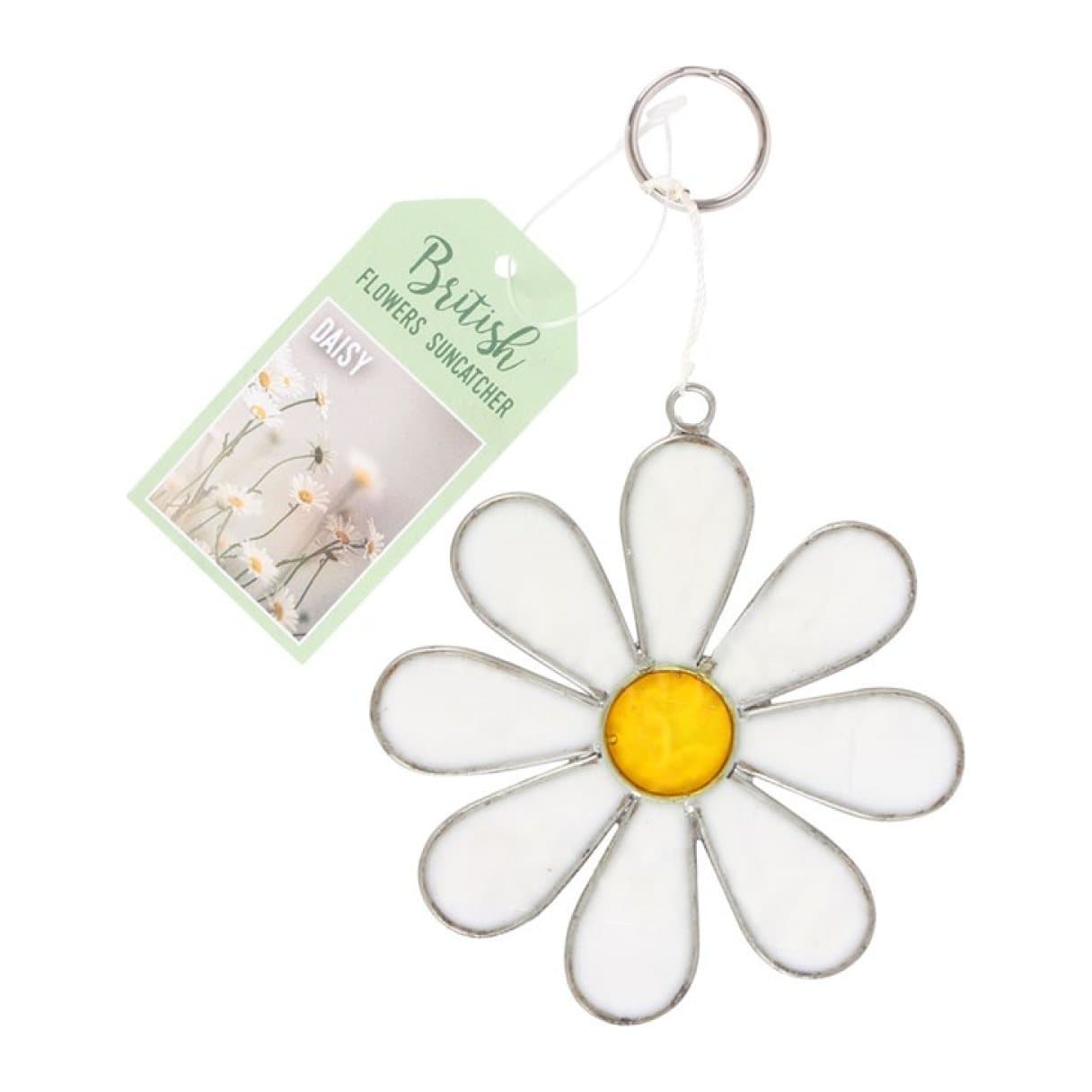 White daisy suncatcher made of galvanized wire