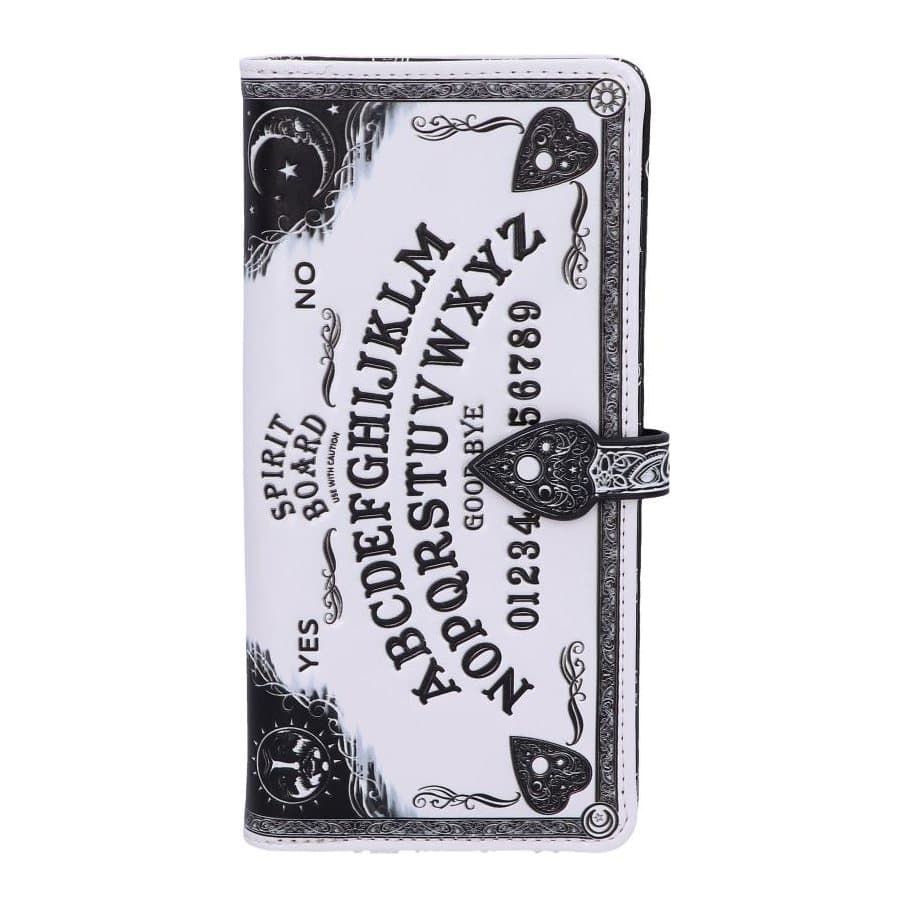 White embossed ouija spirit board purse with baroque border