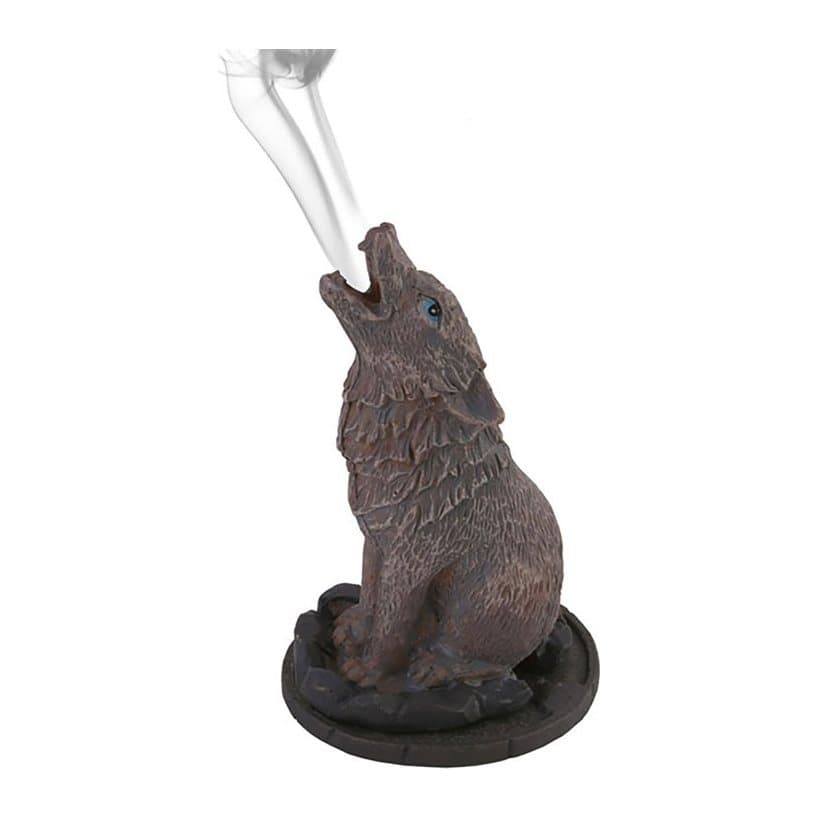 Howling wolf incense cone holder by Lisa Parker