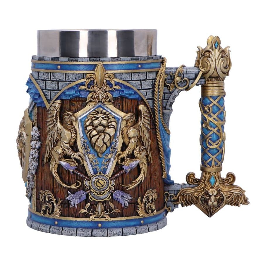 World of Warcraft Alliance tankard with a blue and gold Alliance crest