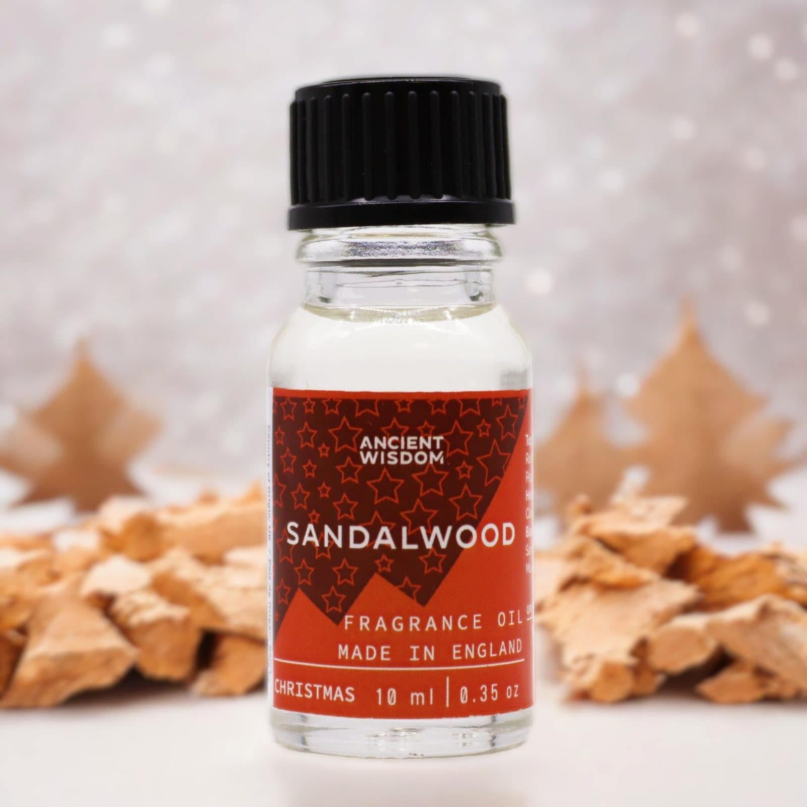 Xmas Sandalwood fragrance oil, pack of two 10 ml bottles