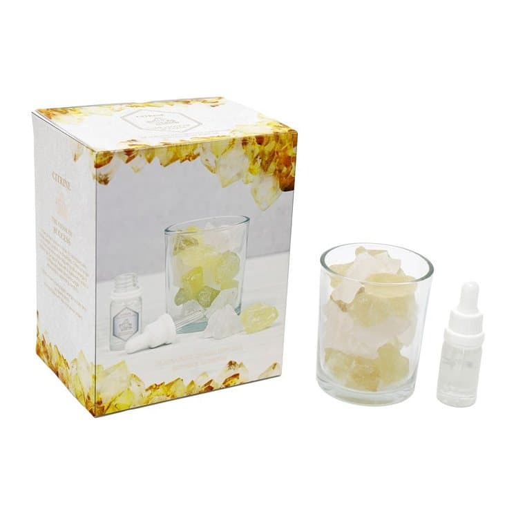 Yellow citrine crystal oil diffuser with glass jar