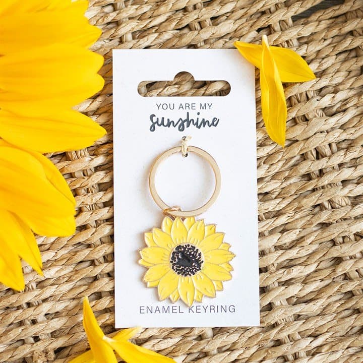 Sunflower keyring on a You are my sunshine backing card